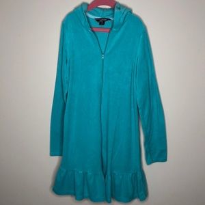 Lands' End Swim - Girls turquoise Lands End Terry zip swim cover up Lands' End Swim - Girls turquoise Lands End Terry zip swim cover up